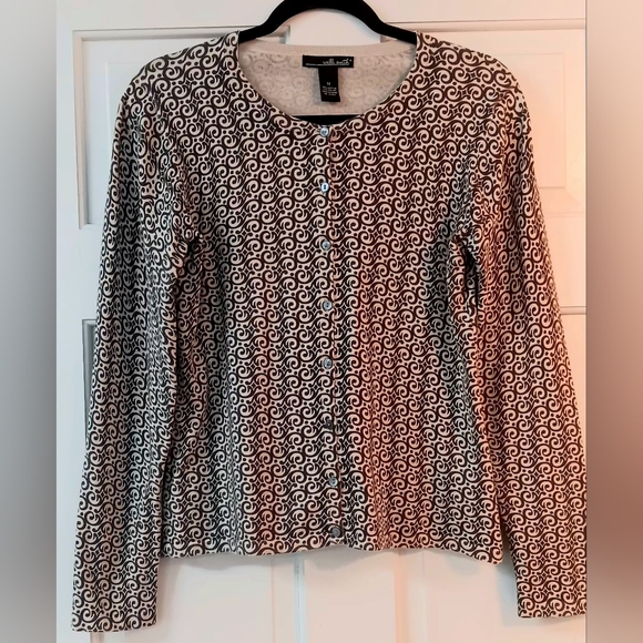 Willi Smith Brown and White Swirl Cardigan - Picture 1 of 4